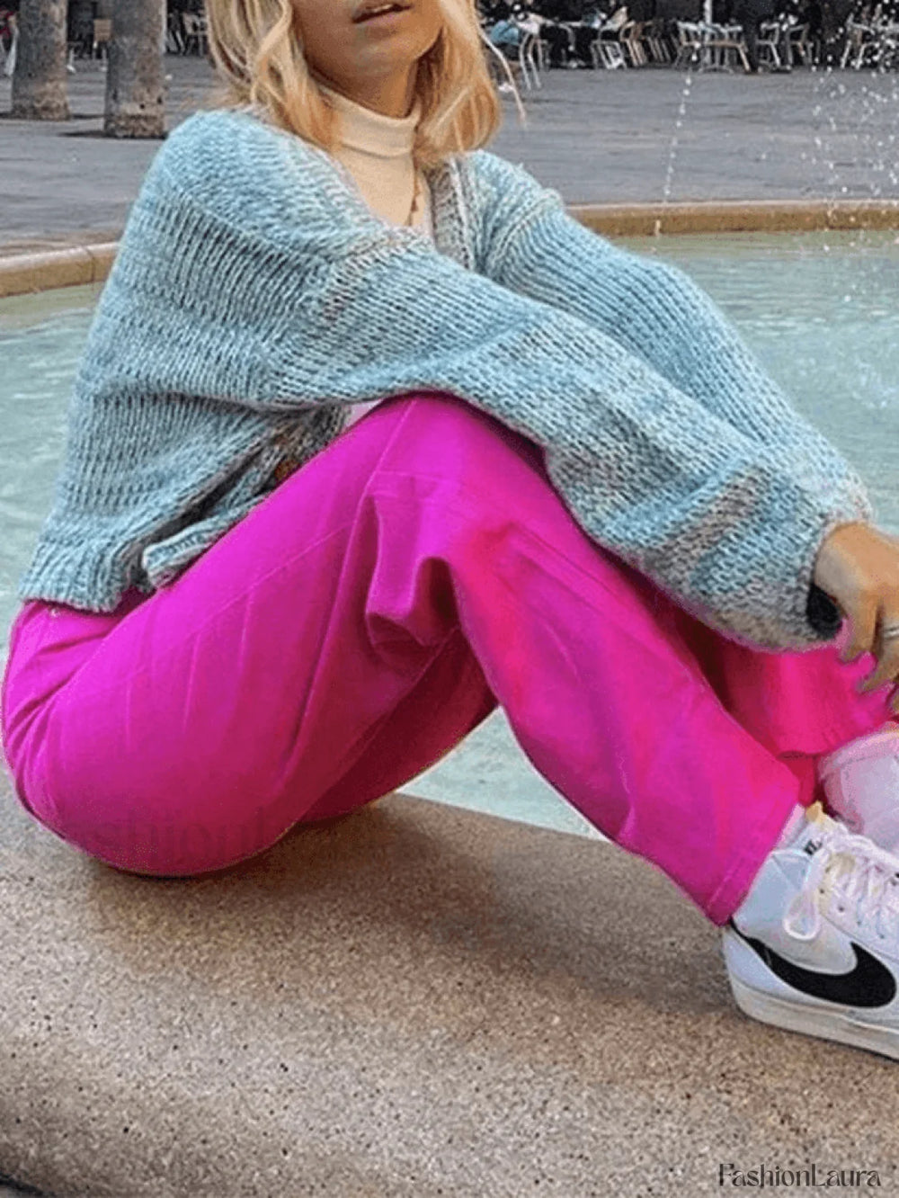 Pink Casual Relaxed Boyfriend Jeans Jeans