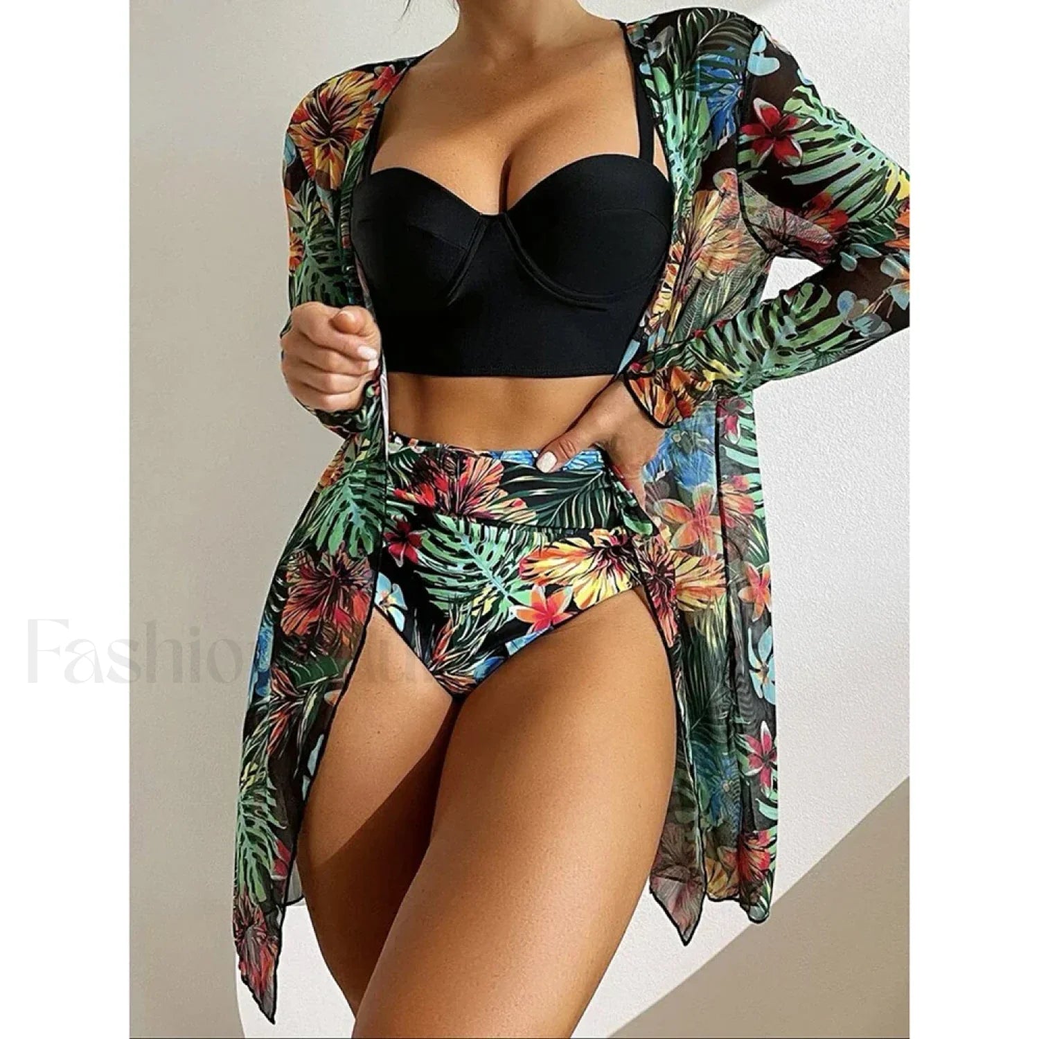 Pink Dot Print Mesh Cover Up Secondary image