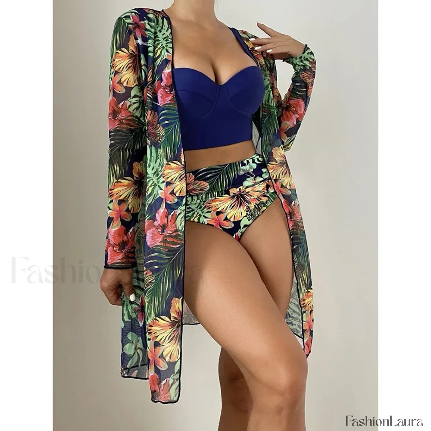 Pink Dot Print Mesh Cover Up Dark Green / S