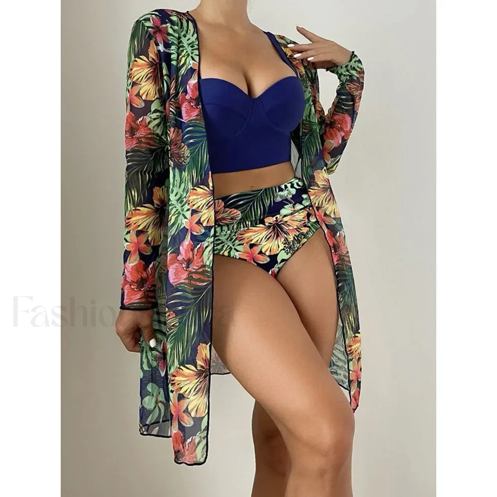 Pink Dot Print Mesh Cover Up Dark Green / S