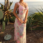 Pink Lace Patchwork Floral Dress Pink / S