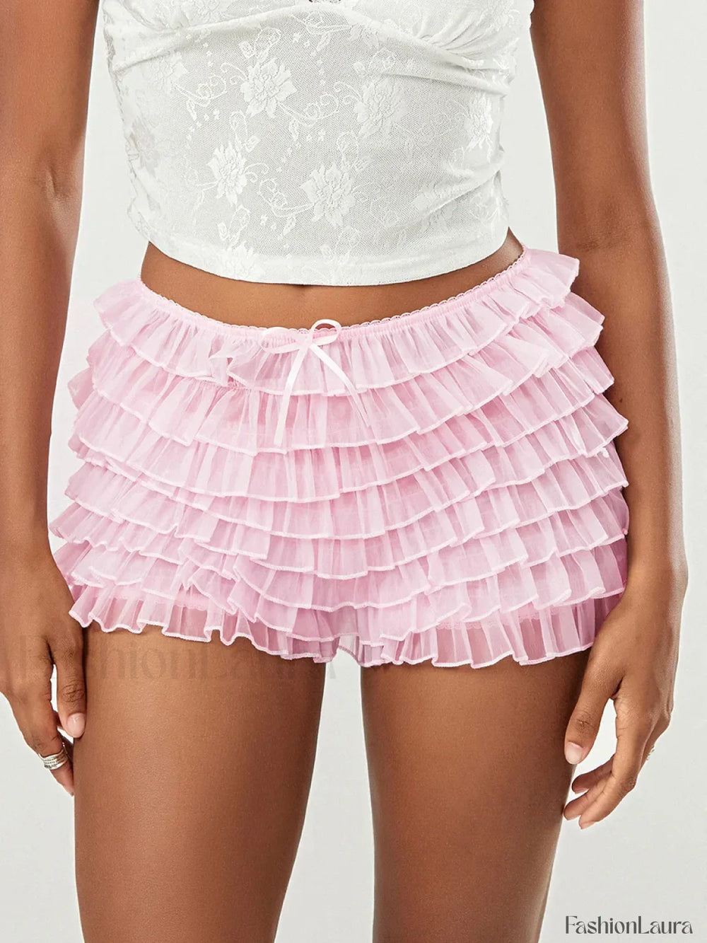 Pink Lace Ruffled Bloomer Skirt