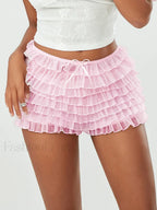 Pink Lace Ruffled Bloomer Skirt