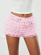 Pink Lace Ruffled Bloomer Skirt