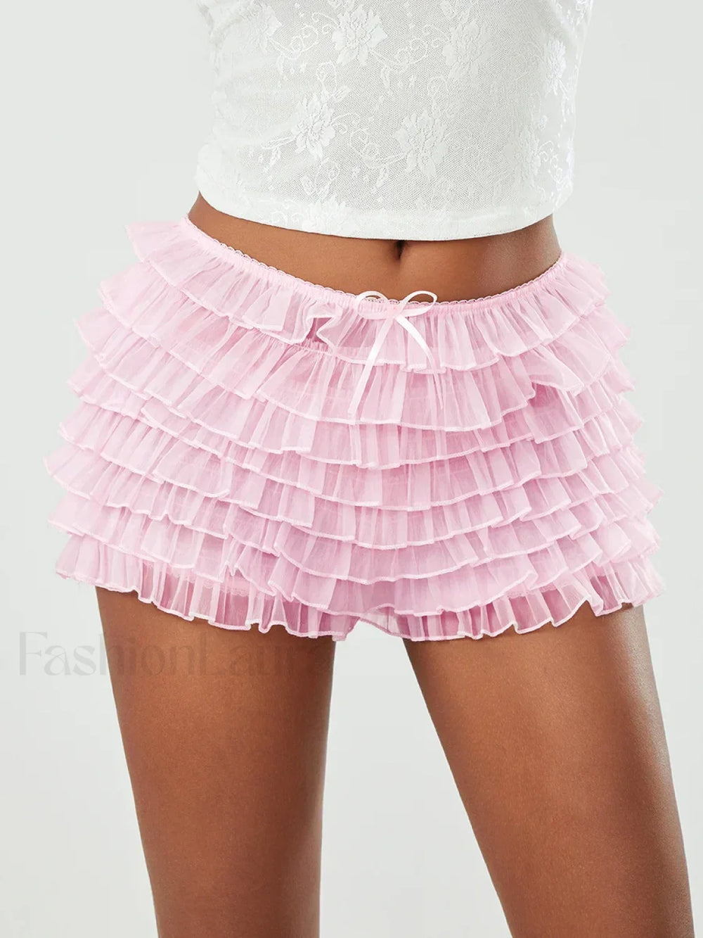 Pink Lace Ruffled Bloomer Skirt