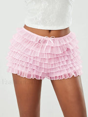 Pink Lace Ruffled Bloomer Skirt