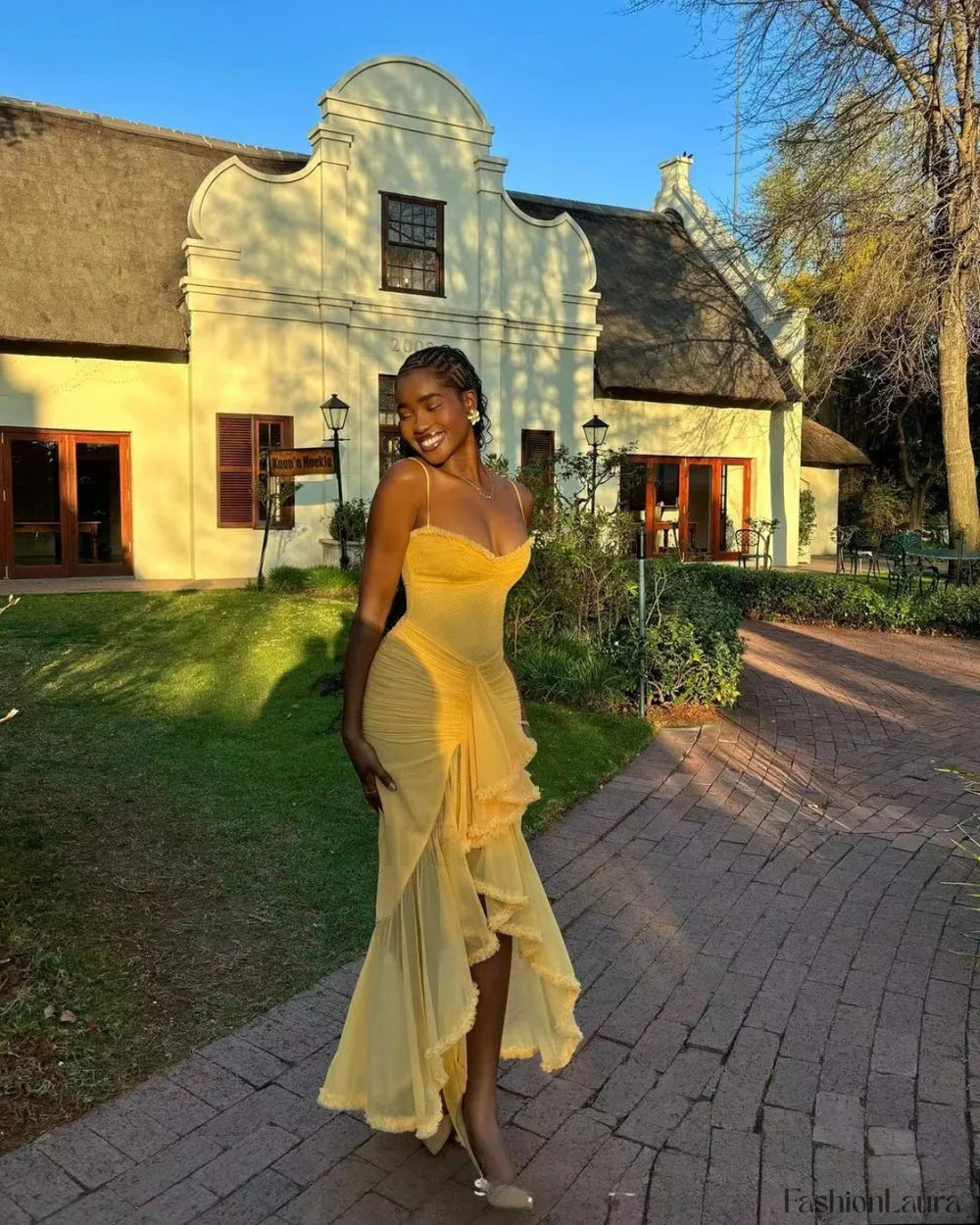 Pink Mesh Mermaid Midi Dress Orange / XS