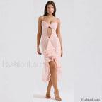 Pink Mesh Mermaid Midi Dress Pink / XS