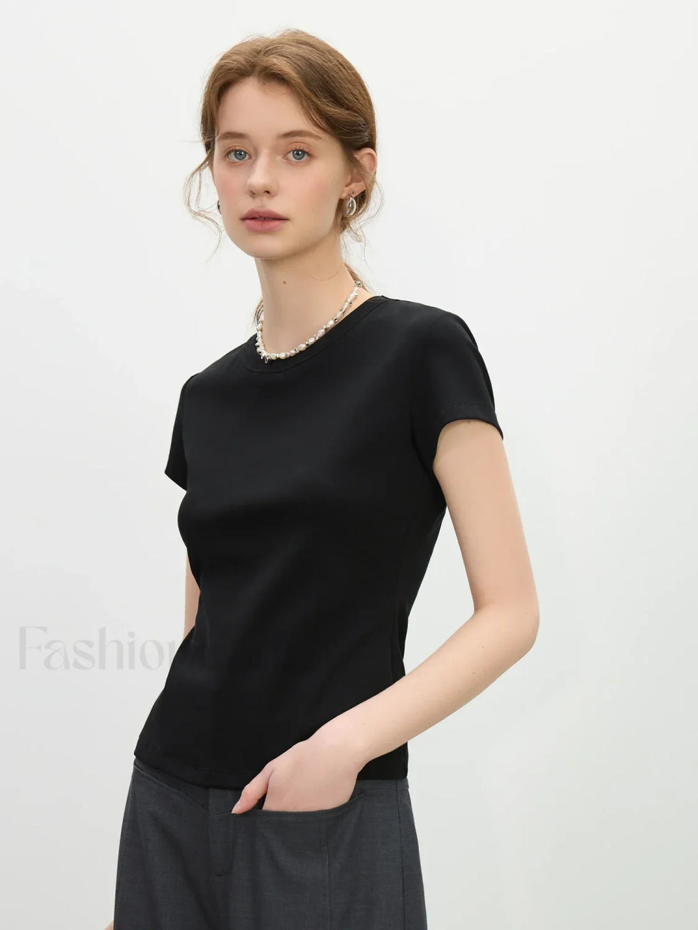 Pink Minimalist Slim Fit T Shirt Black / XS