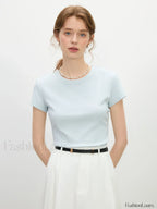 Pink Minimalist Slim Fit T Shirt SKY BLUE / XS
