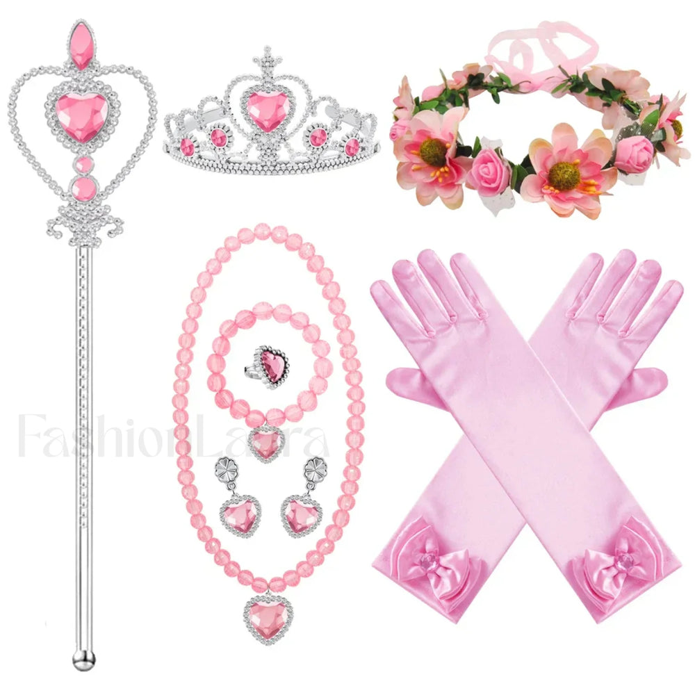 Pink Party Kid Elegant Spring Princess Sleeping Beauty Birthday Autumn Cosplay Aurora Costume 2Y Tag 100 / Accs 02