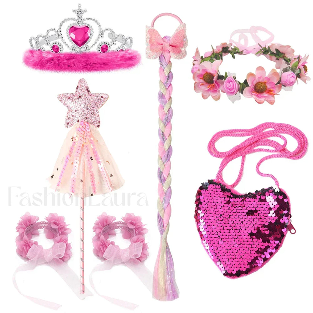 Pink Party Kid Elegant Spring Princess Sleeping Beauty Birthday Autumn Cosplay Aurora Costume 2Y Tag 100 / Accs 03