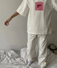 Pink Print Cotton T Shirt