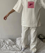 Pink Print Cotton T Shirt