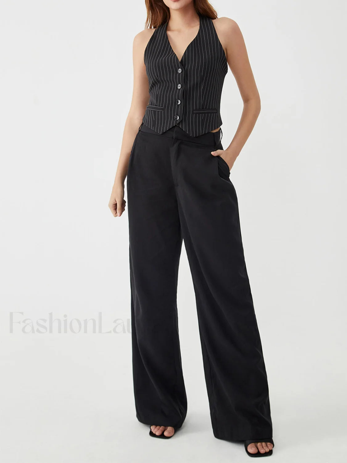 Pinstripe Charming Halter Vest Secondary image