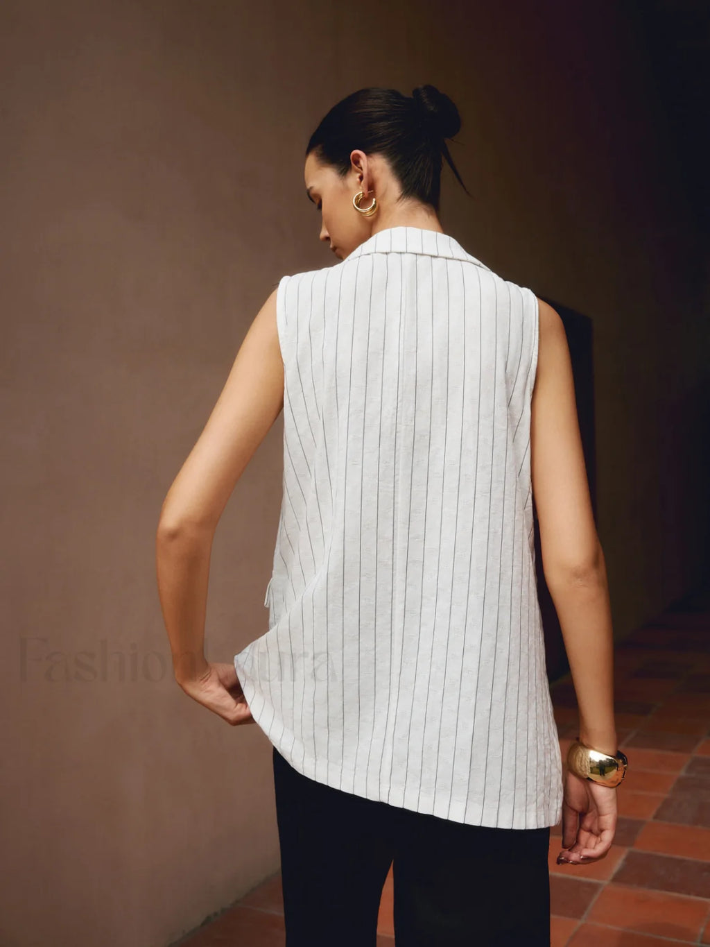 Pinstripe Cotton Graceful Blends Vest Vests