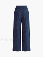 Pinstripe Pleated Wide Leg Pants Pants