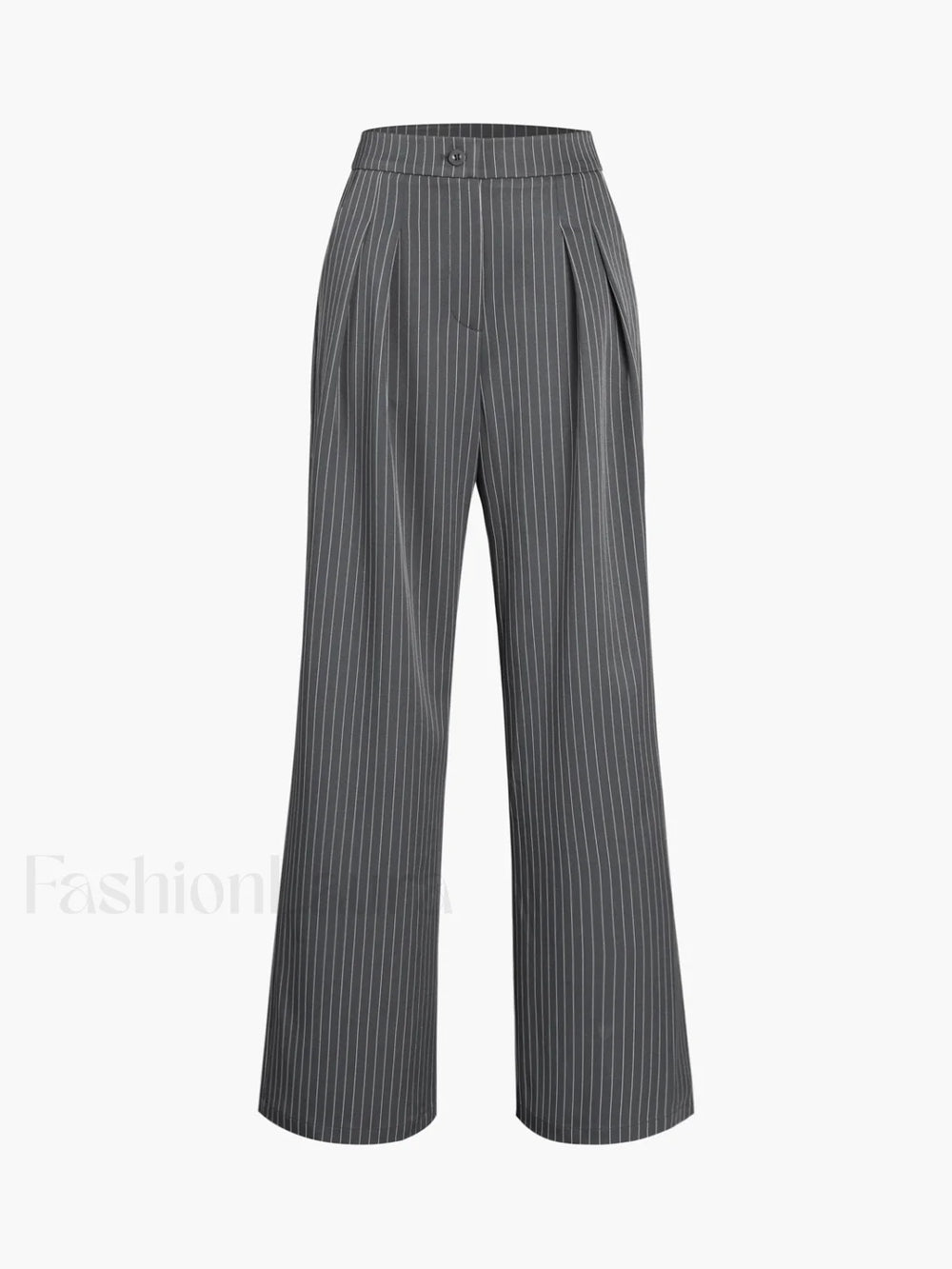 Pinstripe Pleated Wide Trendy Leg Dress Pants Grey / XS Pants