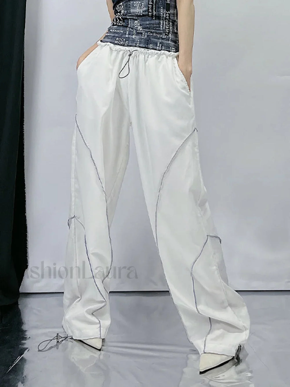 Pintuck Detail Straight Leg Pants Straight Leg Pants