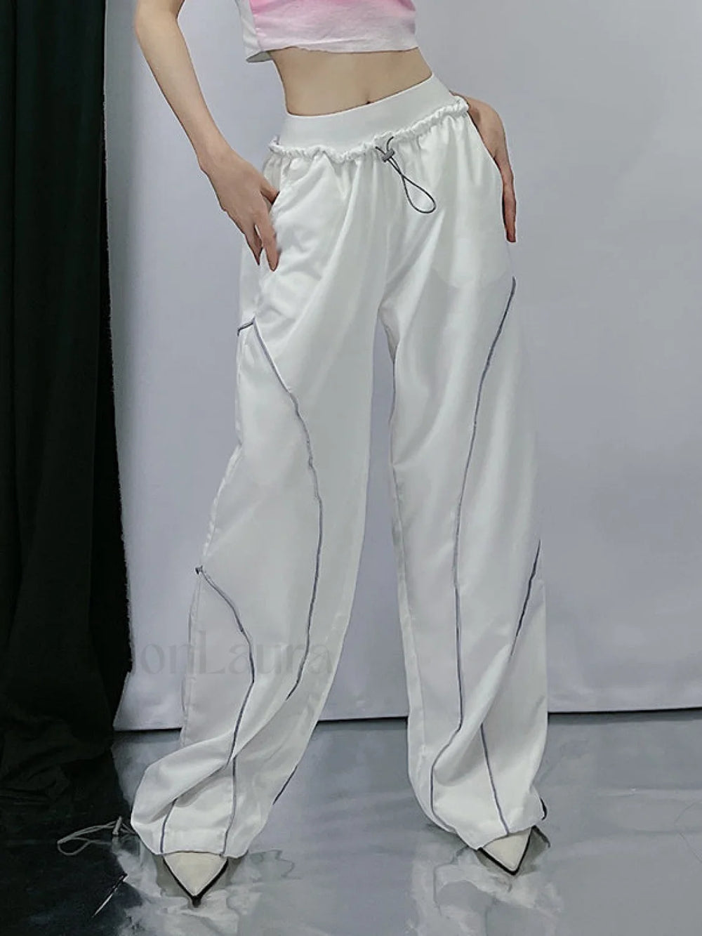 Pintuck Detail Straight Leg Pants Straight Leg Pants