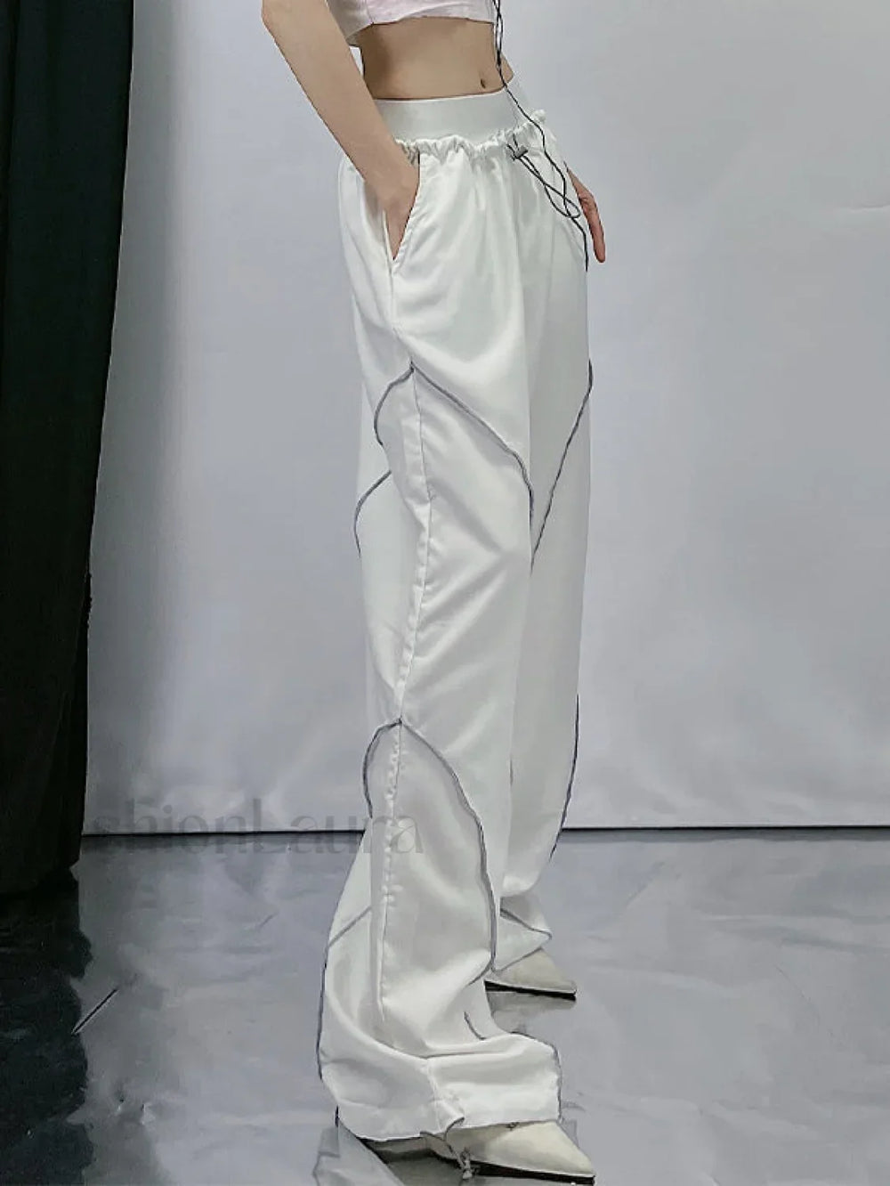 Pintuck Detail Straight Leg Pants Straight Leg Pants