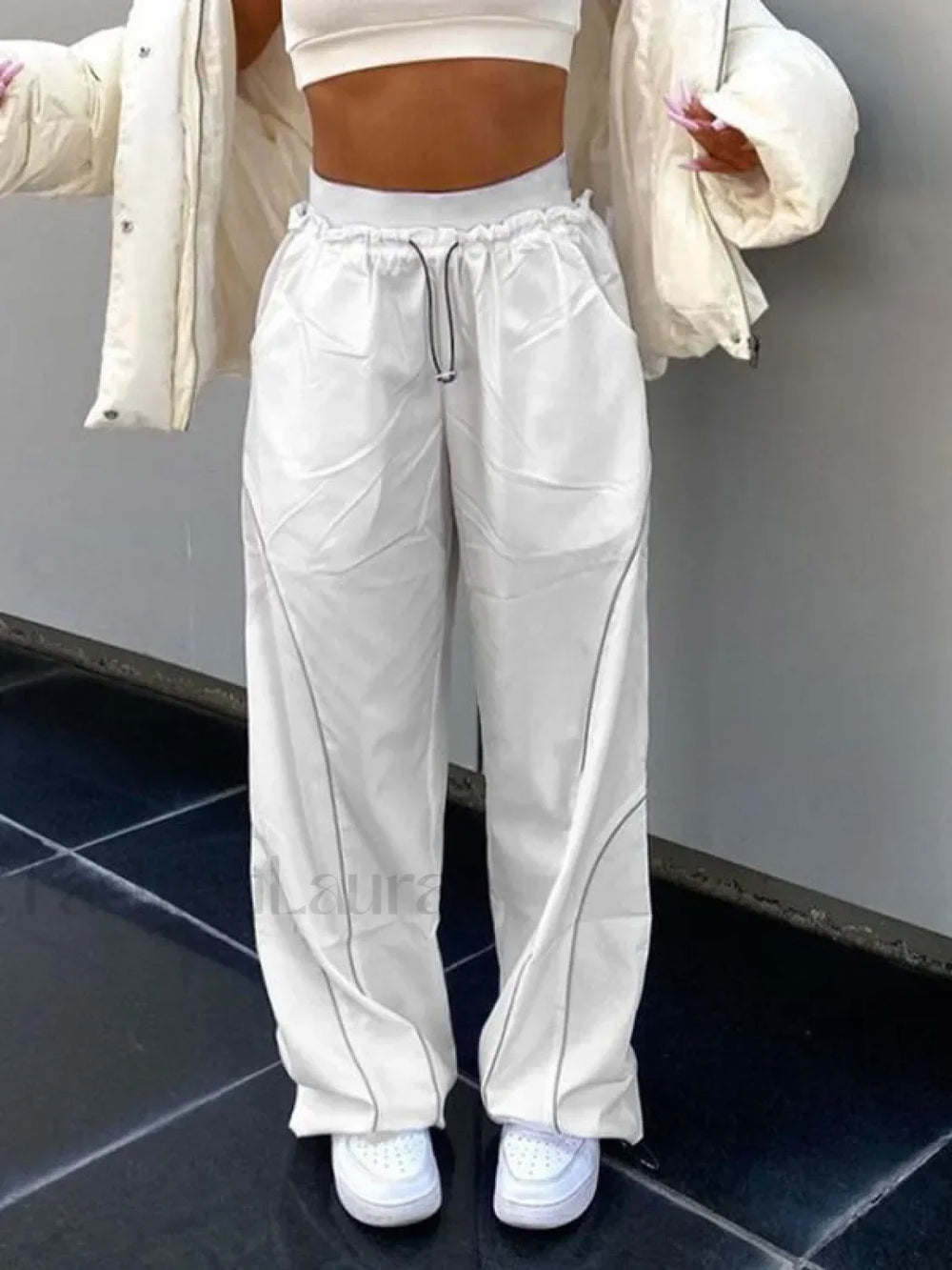 Pintuck Detail Straight Leg Pants Straight Leg Pants