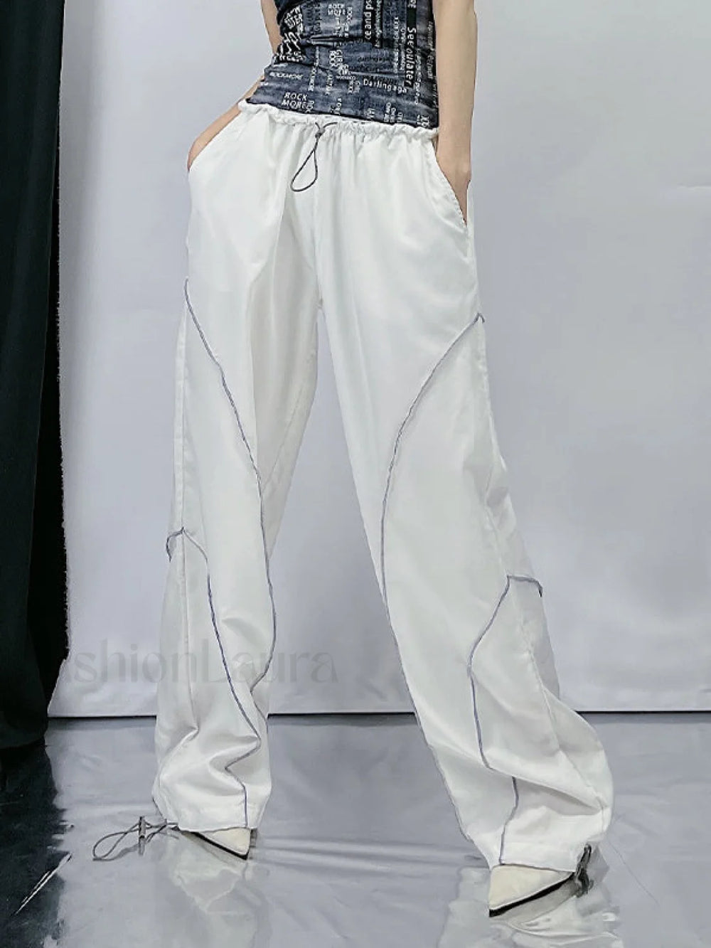 Pintuck Detail Straight Leg Pants Straight Leg Pants