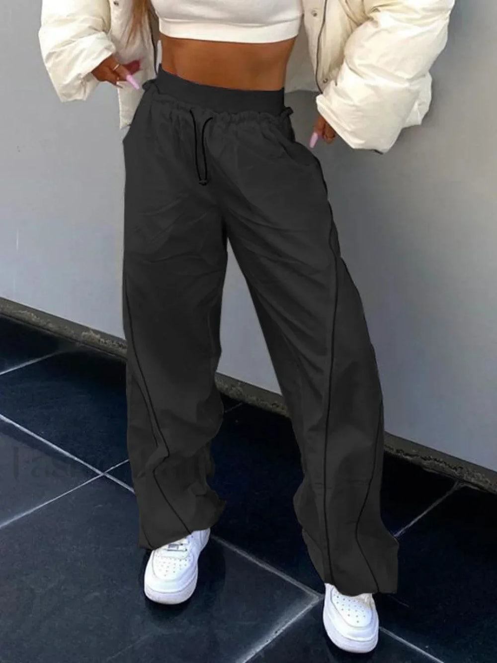 Pintuck Detail Straight Leg Pants Straight Leg Pants