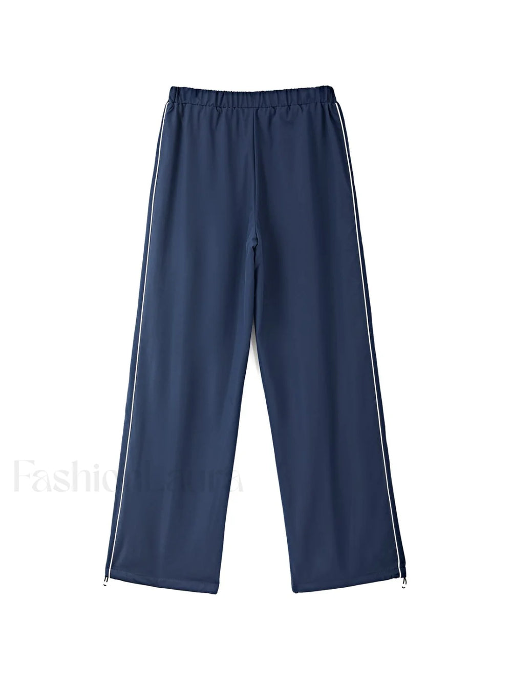 Piping Detail Wide Leg Track Pants Wide Leg Pants