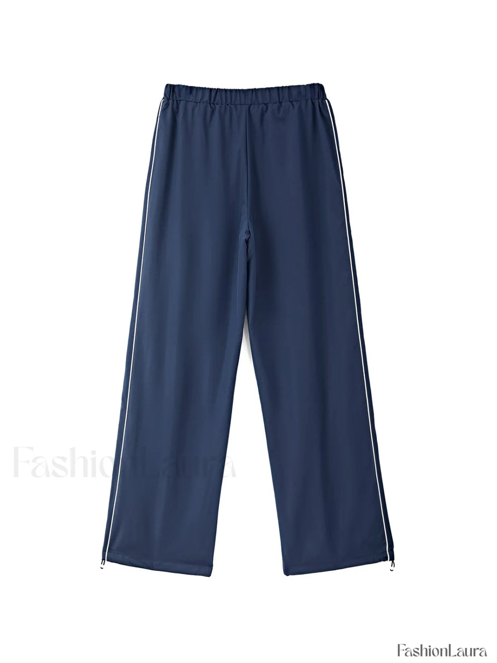 Piping Detail Wide Leg Track Pants Wide Leg Pants