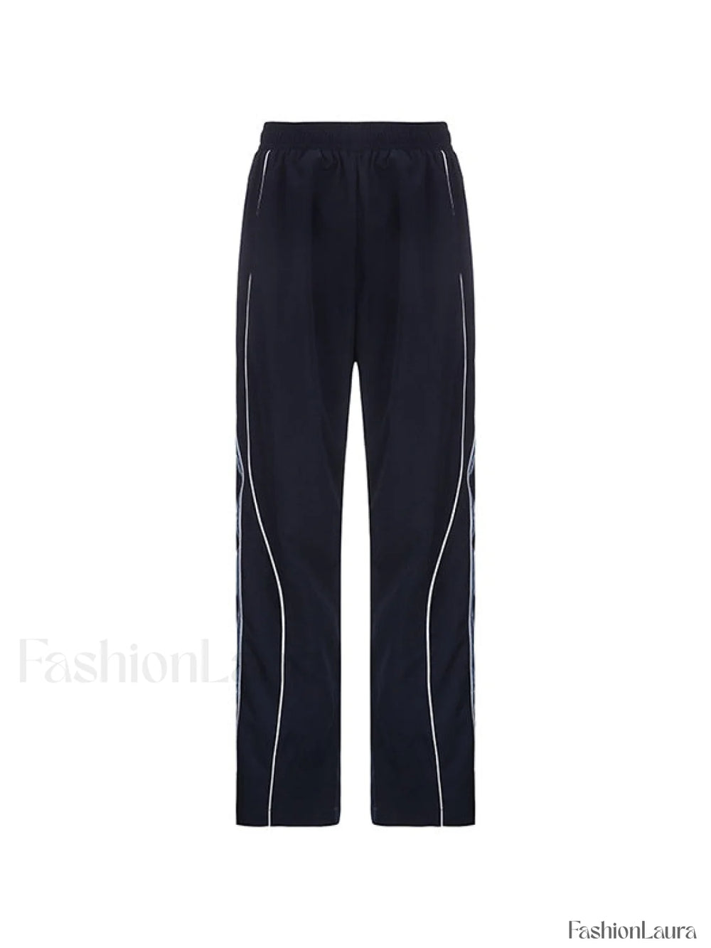 Piping Detail Wide Leg Track Pants Wide Leg Pants