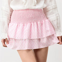 Plaid Cake Ruffle Mini Skirt