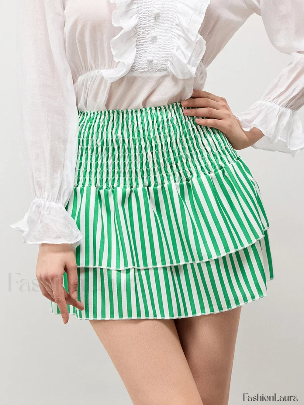 Plaid Cake Ruffle Mini Skirt
