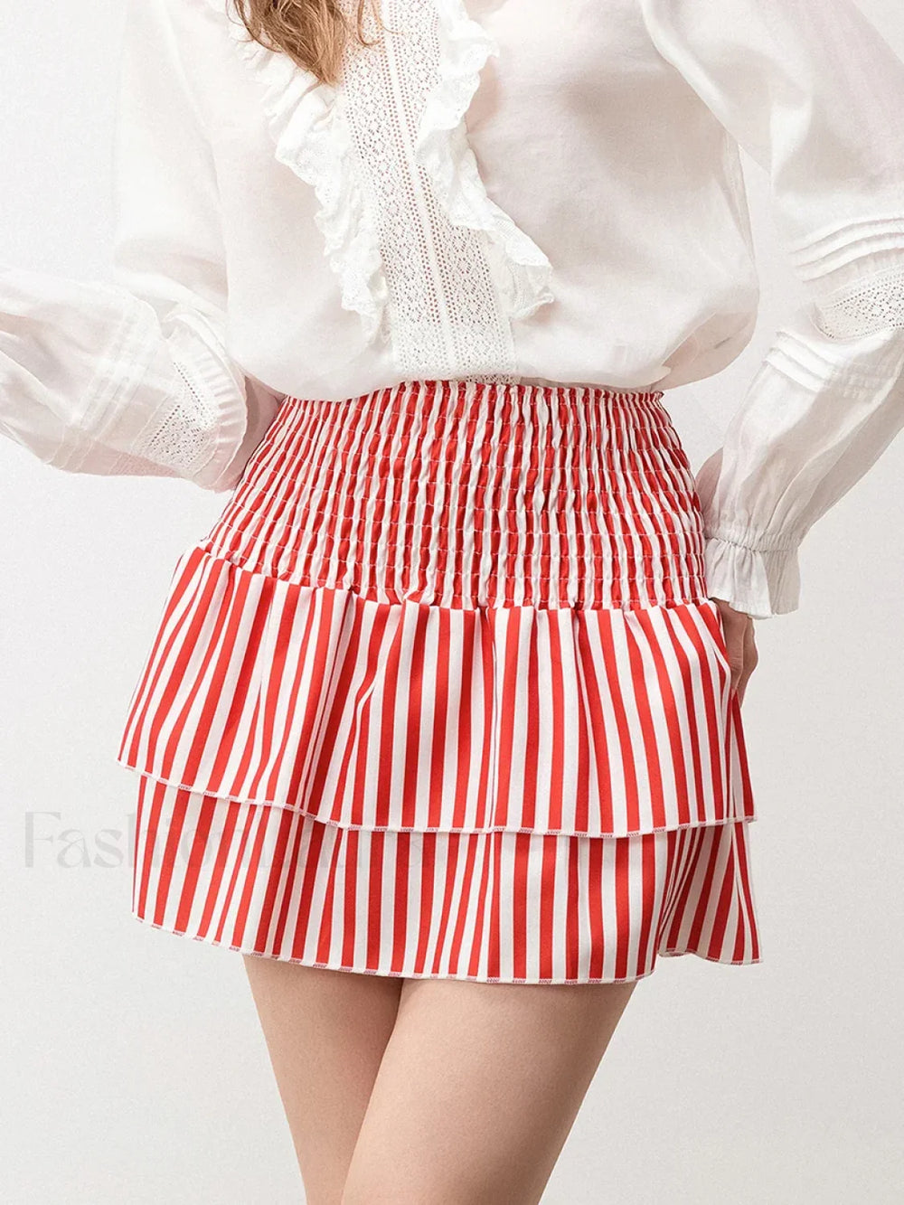 Plaid Cake Ruffle Mini Skirt