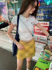 Plaid High Waist Link Mini Skirt