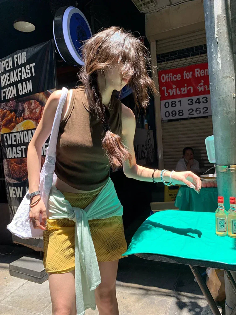 Plaid High Waist Link Mini Skirt