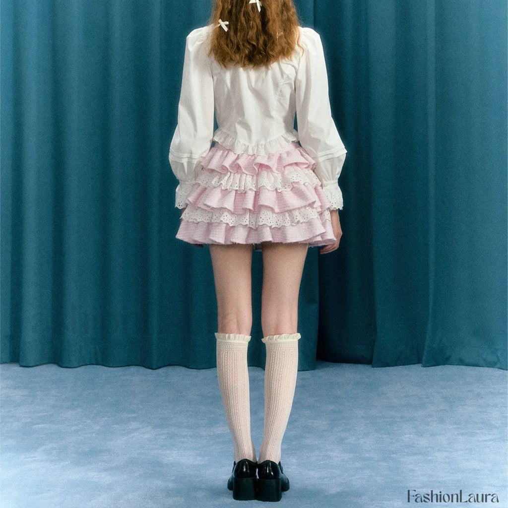 Plaid Lace Patchwork Skirt