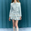 Plaid Lace Patchwork Skirt Blue / S