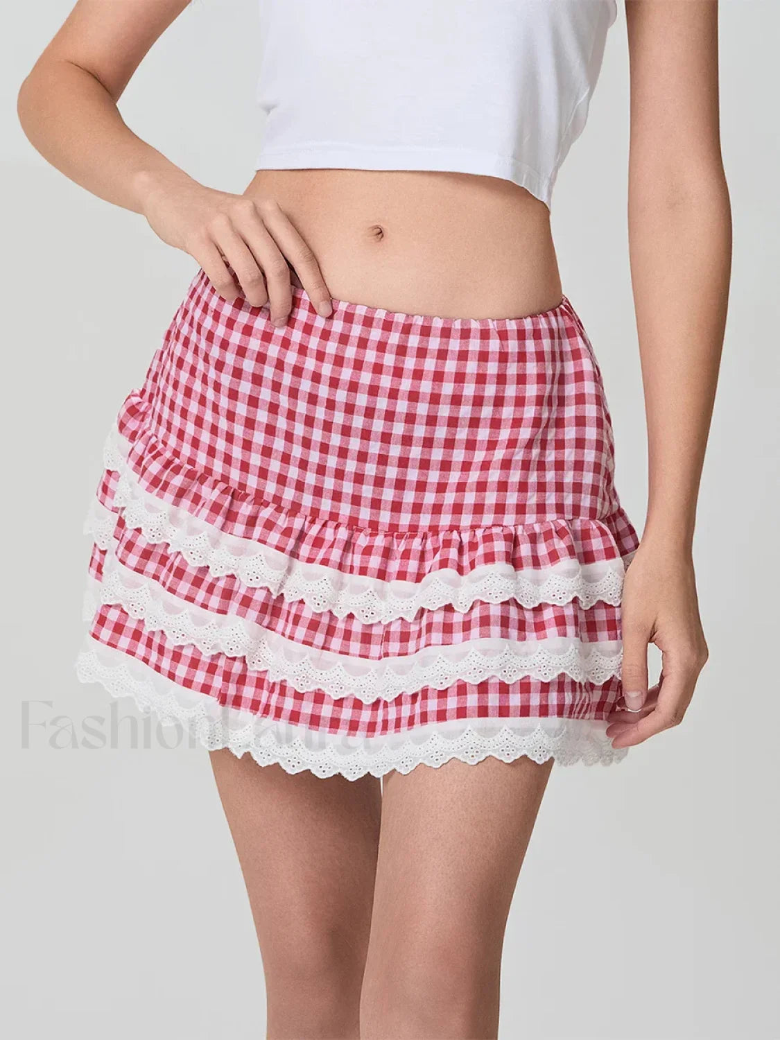 Plaid Layered Zip Side Preppy Skirt Secondary image