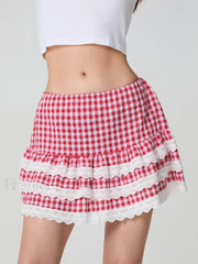 Plaid Layered Zip Side Preppy Skirt
