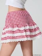Plaid Layered Zip Side Preppy Skirt