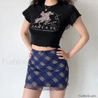 Plaid Mesh Bodycon Harajuku Skirt