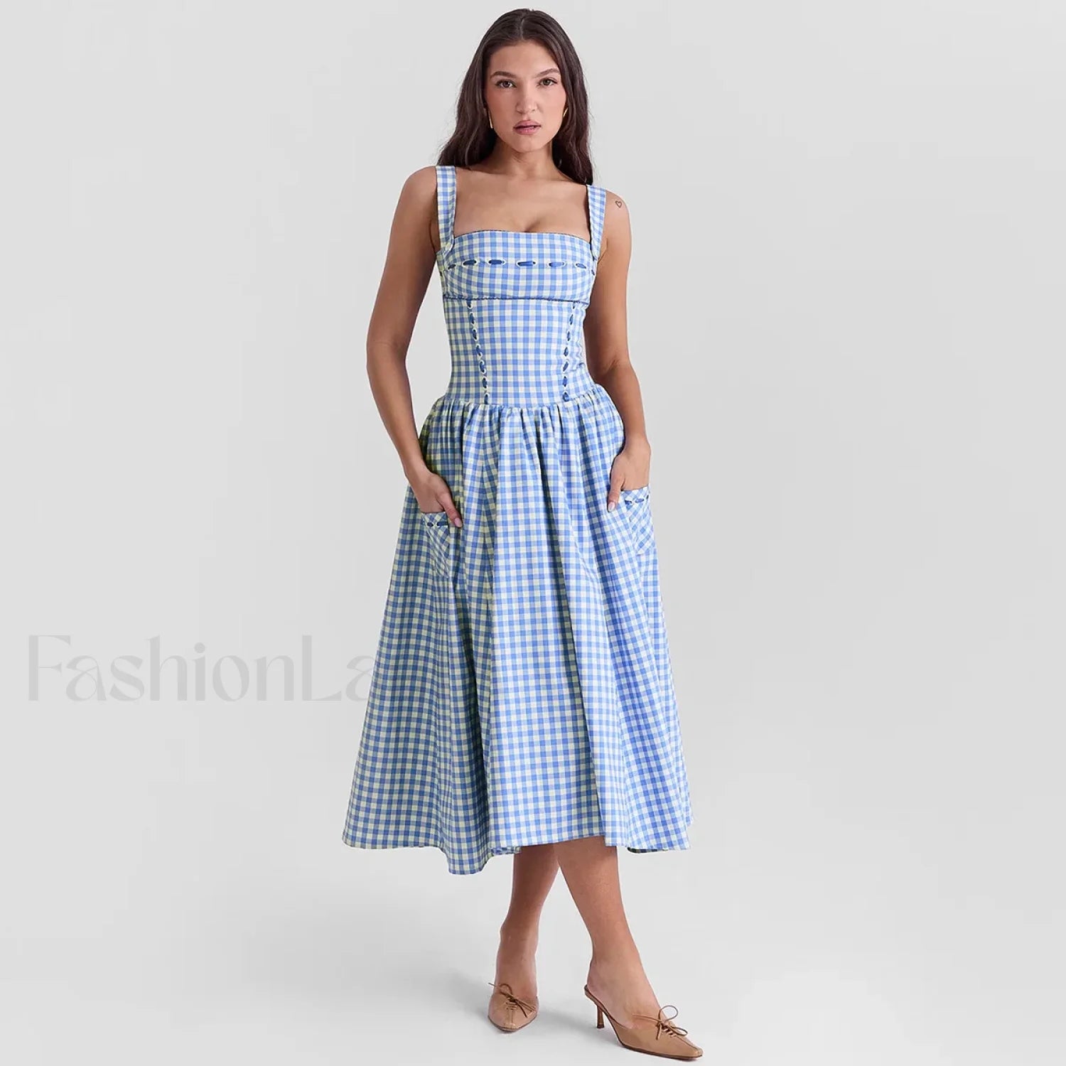 Plaid Pocket Midi Dress Main image