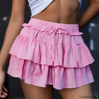 Plaid Rhinestone Layered Skirt