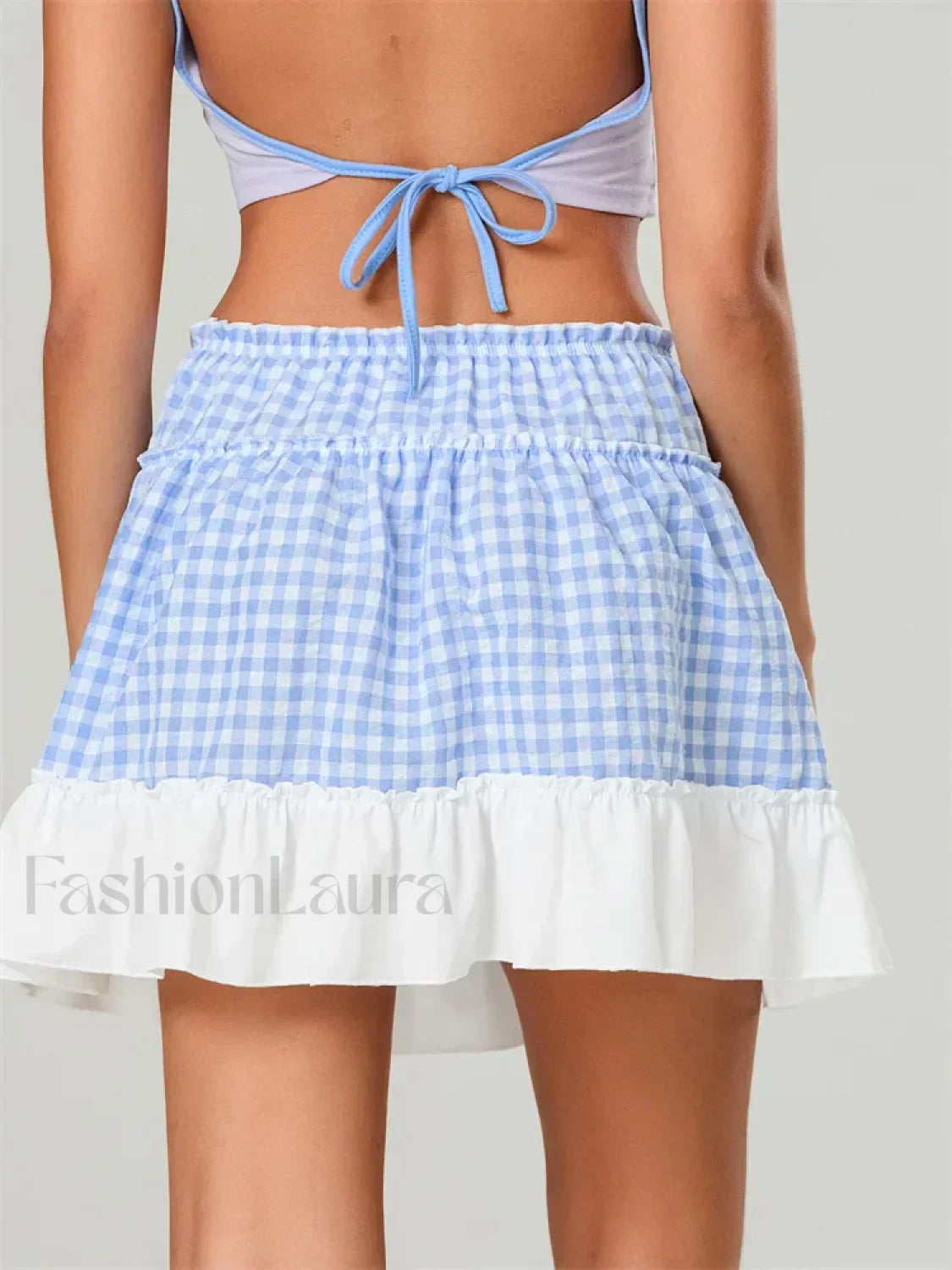 Plaid Ruffled Beach Mini Skirt Secondary image