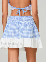 Plaid Ruffled Beach Mini Skirt