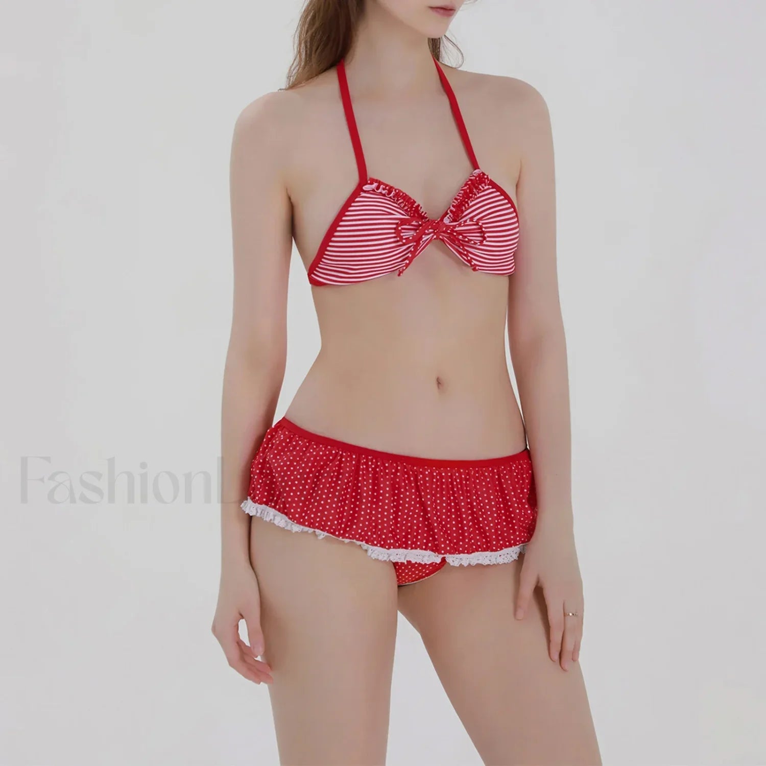 Plaid Ruffled Halter Bikini Set Main image