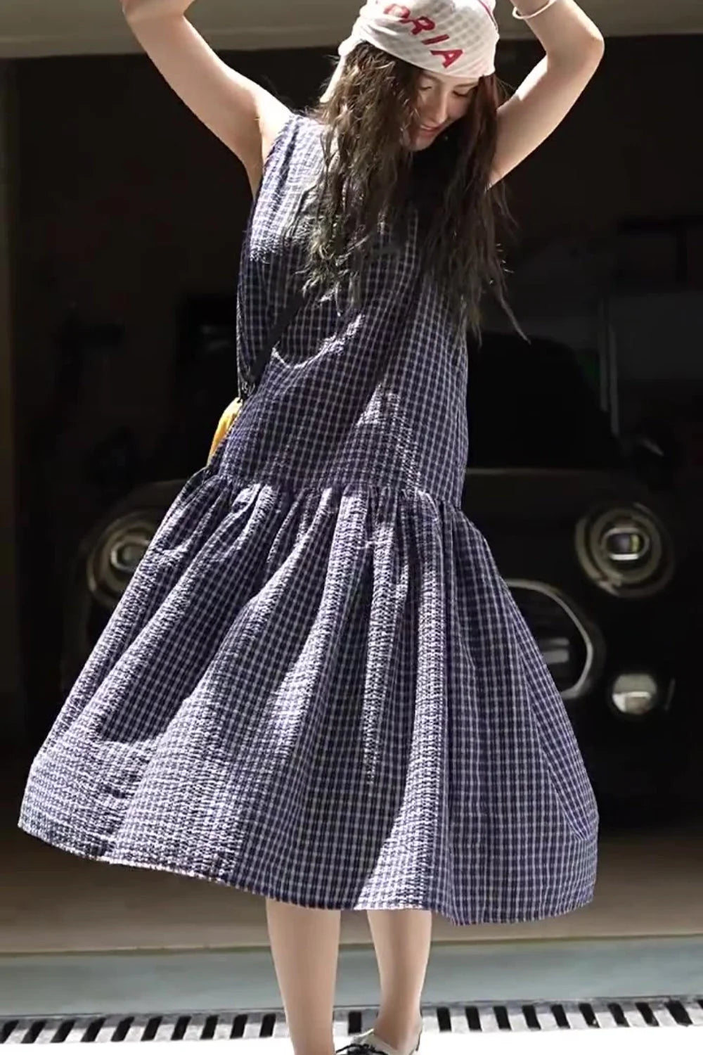 Plaid Sleeveless Loose Waist A-Line Maxi Dress Secondary image