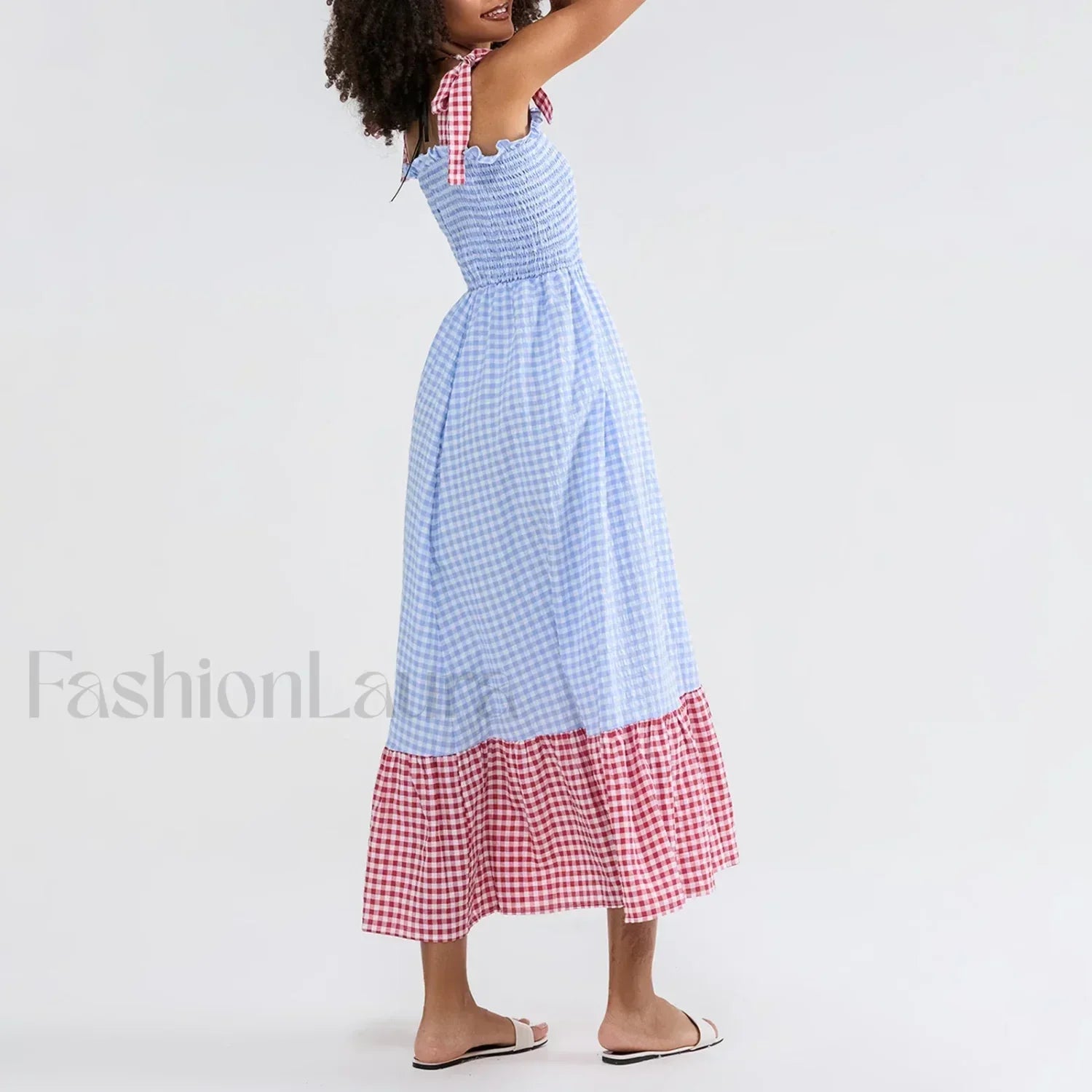 Plaid Tie Strap Swing Maxi Dress Secondary image