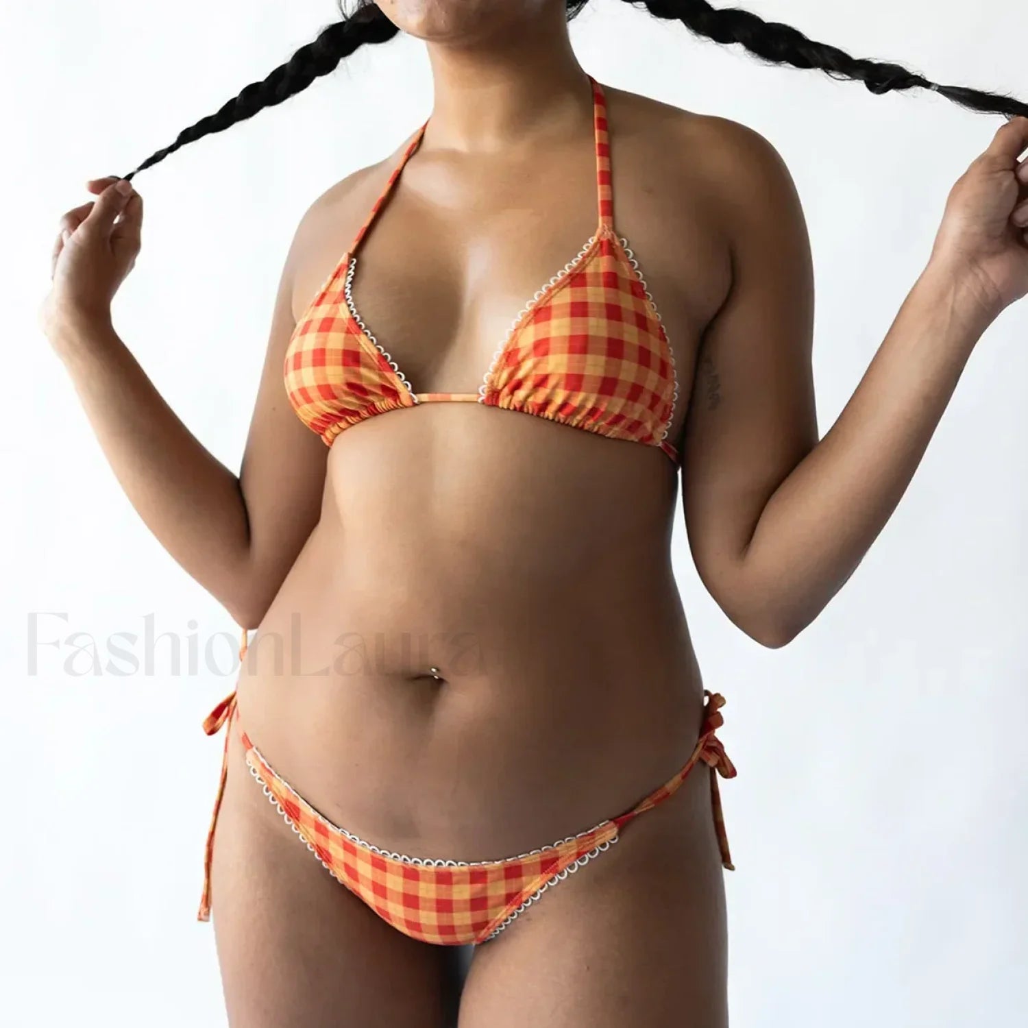 Plaid Tie-Up Bikini Set Secondary image